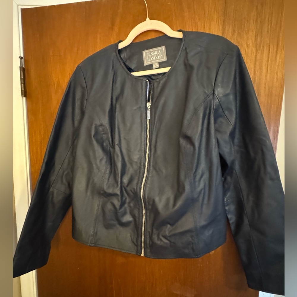 Jessica London Dark Blue Leather Jacket